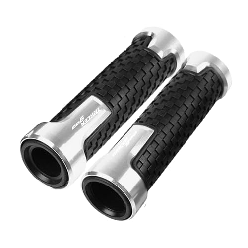 Für YAMAHA TRACER900 TRACER 900 2019-2025 Motorrad 7/8'' 22mm Aluminium Hand Griff Griffe Lenker Grip Enden Stecker(Silber) von XIAOCE