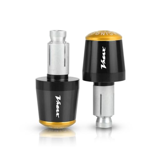 Für YAMAHA VMAX V-MAX V MAX 1200 2013-2025 2024 2023 2022 Motorrad 7/8'' 22mm Hand Griff Griffe Lenker Grip Enden Stecker(Black gold) von XIAOCE