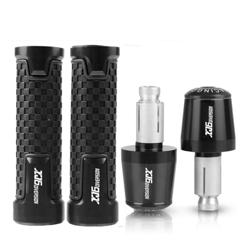Für YAMAHA XJ6N XJ6S XJ6 S/N DIVERSION 2009-2025 Motorrad 7/8'' 22mm CNC Hand Griff Griffe Lenker grip Enden Stecker(Black black) von XIAOCE