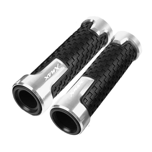 Für YAMAHA XMAX125 200 250 400 XMAX300 2024 2025 Motorrad 7/8'' 22mm Hand Griff Griffe Lenker Grip Enden Stecker(Silber) von XIAOCE