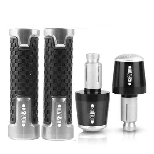 Für YAMAHA XSR700 2015-2025 XSR 700 Motorrad 7/8'' 22mm Hand Griff Griffe Lenker Grip Enden Stecker(Silver black) von XIAOCE