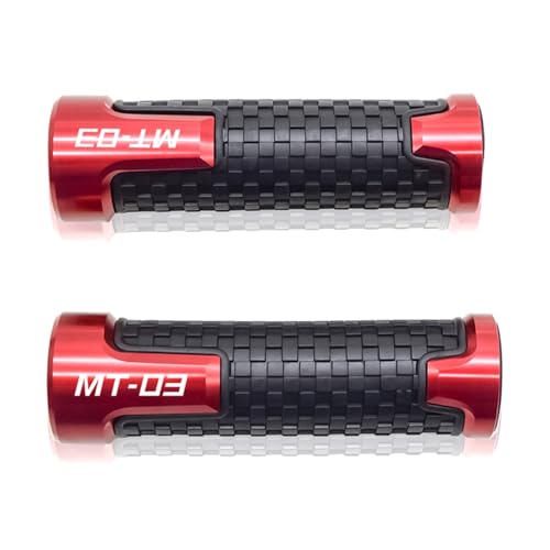 Motorrad 7/8 "22mm Aluminium Anti-Rutsch-Lenker Lenker Handgriffe Für YAMAHA MT03 MT 03 2015-2025 2024 2023 2022 2021 2020(ROT) von XIAOCE
