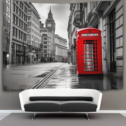 XIAOCHENG 3D Druck London Street Scene Wandteppiche Poster Ornament Wandbehang Wandteppich Wanddeko Wandbehang Für Wohnzimmer Schlafzimmer Tapisseries 70cmx100cm von XIAOCHENG
