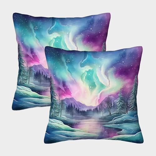XIAOCHENG Nordlicht Kuschelige Kissenbezug 2er Set Für Kinder - Anime-Stil Für Sofa Mit Niedlichen Designs, Perfekt Für Kinderzimmer Waschmaschinenfest 40x40cm von XIAOCHENG