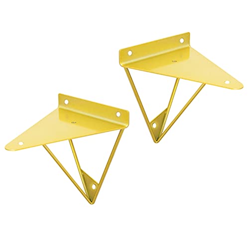 2 Stück Regalkonsole Dreieckige Regalhalterungen Gold Dekorative Regalstützen Schwerlast Schwimmende Wandhalter DIY Heimhardware, für Küche Schlafzimmer Lagerhaus Bücherregal (230mm/9.1in) von XIAODANHUA