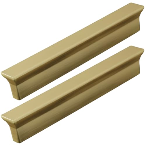 XIAODANHUA 2 Stück Schubladengriffe Schrankgriffe Zinklegierung Küchentürgriffe Gebürstetes Gold Möbelgriffe für Kleiderschrank Schlafzimmer Badezimmer (Hole Distance 96mm) von XIAODANHUA