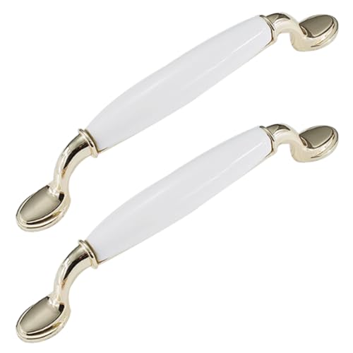 XIAODANHUA Schrankgriff 2 Stück Zinklegierung Schubladen Türknöpfe Keramik-Zuggriffe Dekorative Küchengriffe für Badezimmer Sideboard Kleiderschrank (Hole Distance 128mm) von XIAODANHUA