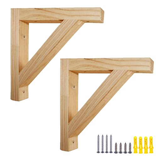 2 Stück Massivholz Regalhalterungen Wandmontage Holzregal Rechtwinklig Regalträger Umweltfreundlich, für Wohnzimmer, Küche, Schlafzimmer, Geschäft von XIAODANKE