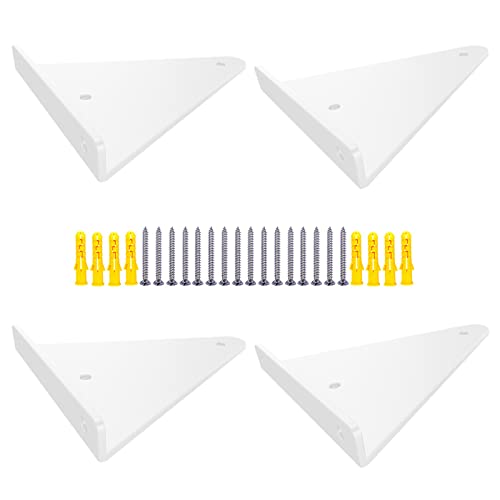 XIAODANKE 4 Stück Schwimmende Regalhalterungen Strapazierfähige Metallhalterung Dreieck Wandkonsole Unsichtbare Regalträger mit Schrauben, 4 Farben (Length 80mm,White) von XIAODANKE