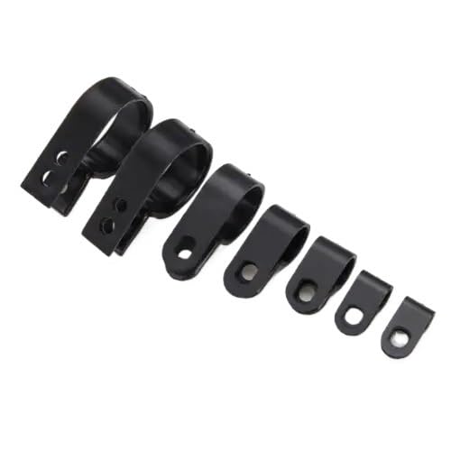 XIAOGYYE 50 Schwarze Nylon-R-Förmige Kabelklemmen Mit 25 Selbstschneidenden Schrauben, Kabelbindern, Schlaufenbefestigung, Kunststoffkabelbindern/28Mm von XIAOGYYE