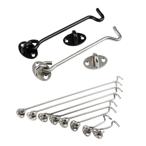XIAOGYYE Stainless Steel Heavy Duty Privacy Hook And Eye Lock With Screw Black Silver, Barn Door Simple Lock Door Latch Window/Sliver-3 Inch von XIAOGYYE