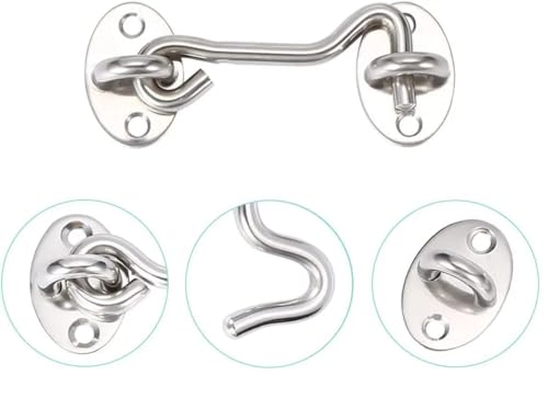 XIAOGYYE Stainless Steel Window Lock With Safety Switch Cabin Window Hook Door Eye Latch Silent Catch With Screws/White/3 Inches von XIAOGYYE