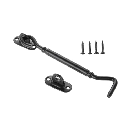 XIAOGYYE Window Catch Hook Stainless Steel Door Lock Sliding Buckle Cabin Hook Eye Latch With Screw Silver/Black Window Latch 1Pc/150Mm Black von XIAOGYYE