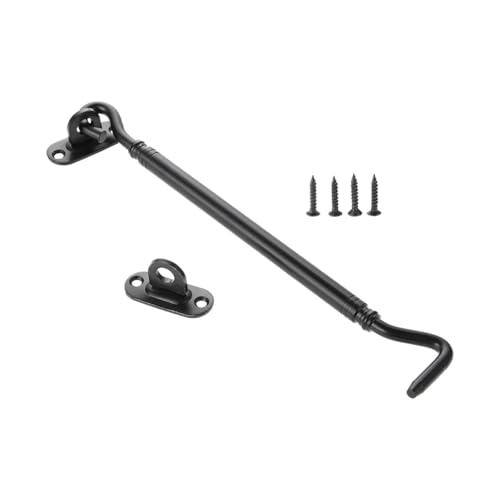 XIAOGYYE Window Catch Hook Stainless Steel Door Lock Sliding Buckle Cabin Hook Eye Latch With Screw Silver/Black Window Latch 1Pc/205Mm Black von XIAOGYYE