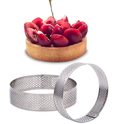 4er Pack Edelstahl poröser Tortenring Boden Turm Kuchen Kuchen Backen Werkzeuge hitzebeständig perforiert Kuchen Mousse Ring Edelstahl Tortenring Kreisförmig von XIAOHONG