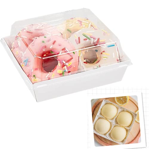 50 Sets Sandwich-Box mit transparenten Deckeln, durchsichtiger Kunststoff, quadratischer Lebensmittelbehälter, Hot Dog-Puff-Behälter, für Muffins, Käse, Gebäck, Dessert, Sushi, Früchte (weißer Karton) von XIAOHONG