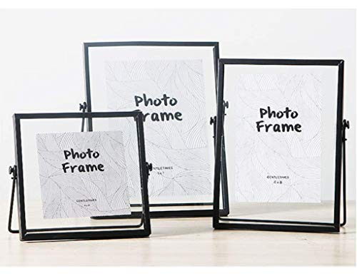 Set von 3 Retro Glas-Bilderrahmen Metall Geometrische Bilderrahmen Metall schwebende Glas Kunstwerk Bilderrahmen für Fotos, Pflanzenexemplen Tischdisplay inklusive 10x10 cm, 10x15cm, 13x18cm schwarz von XIAOHONG