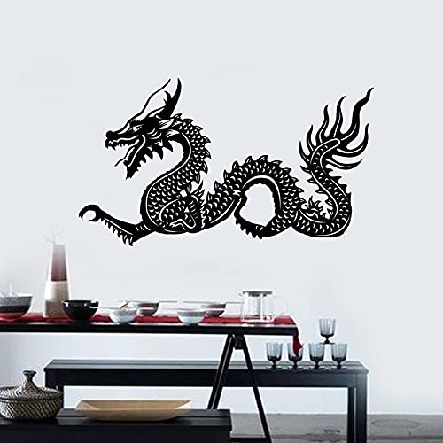 XIAOHUKK Chinesischer Drache Vinyl Wandtattoo Asiatische Fantasy Art Vinyl Aufkleber Wasserdichte Tapete Aufkleber Wandbild DIY von XIAOHUKK