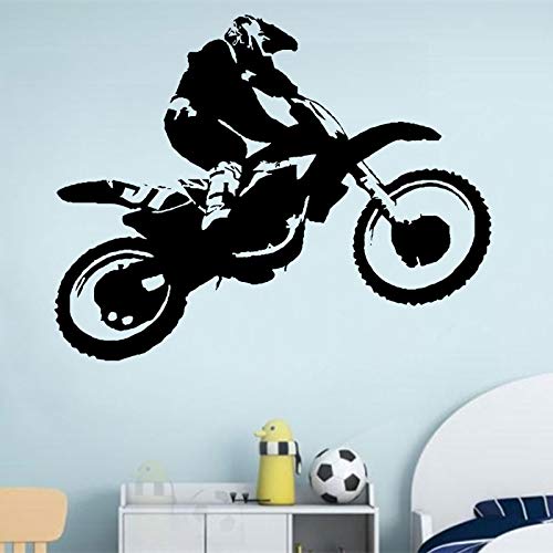 XIAOHUKK DIY Wandbild Vinyl Aufkleber Scrambler Motocross Wandtattoo Motocross Motorrad Reiten Kinder Jungen Jungen Schlafzimmer von XIAOHUKK