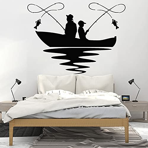 XIAOHUKK Vinyl Aufkleber Angeln Wandtattoo Aufkleber See Boot Wandbild Sohn Vater Fisch Wohnkultur Boy Room Decor von XIAOHUKK