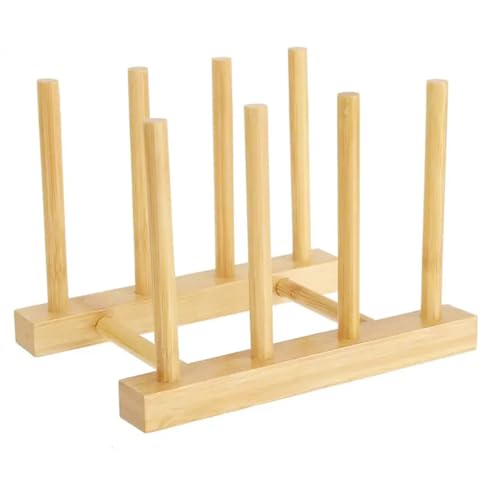 1 Stück Abtropfgestell,Tellerhalter Holz,Deckelhalter,Brettchen Ständer,Lid Holder,Topfdeckelhalter,Buchständer für Schneidebrett,Deckelhalter Schublade für Aufbewahrung Plateholder — 3 Slots von XIAOJING0