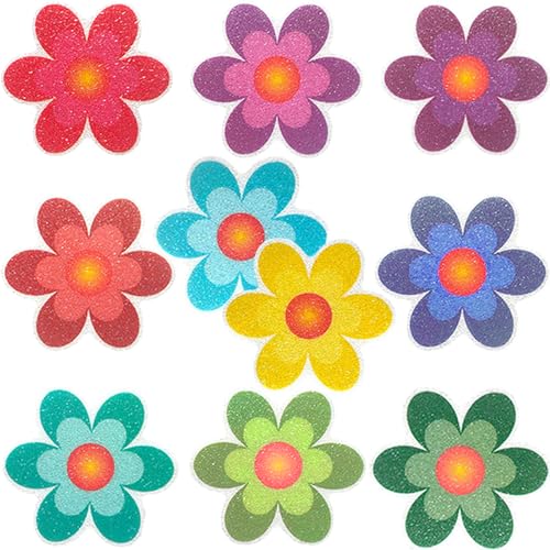 10 Stück Badewanne Anti Rutsch Aufkleber Selbstklebend Blumen Formen,Sichere Anti Rutsch Dusche Aufkleber Kinder,Selbstklebend Badewannenaufkleber für Badewannen und Dusch Oberflächen-10*10cm von XIAOJING0