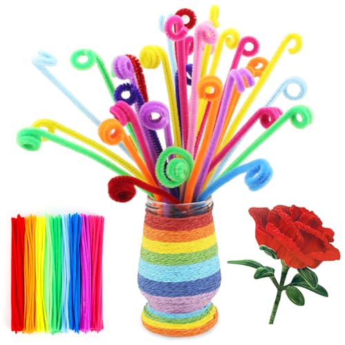 100 Stück Pfeifenreiniger Chenilledraht 30CM Biegeplüsch Kunst Pfeifenputzer Bunt Bastelset Bendable DIY Twist Stick Biegeplüsch Bunt zum Basteln für Zum Basteln und Dekorieren(10 Farbe) von XIAOJING0