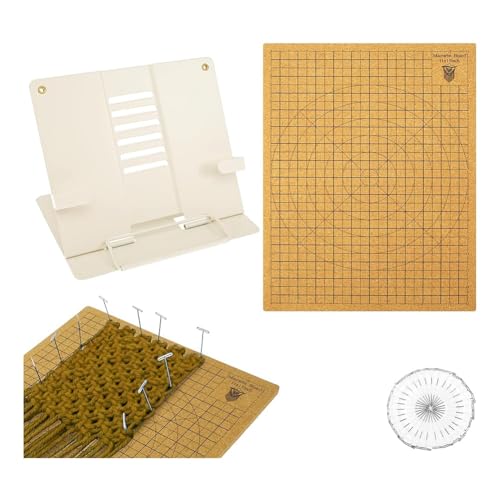 XIAOJUN Makramee-Brett und Verstellbarer Metallständer, doppelseitiges Makramee-Projektbrett 12 x 16 mit Stiften, für Perücken von Kordelarmbändern von XIAOJUN