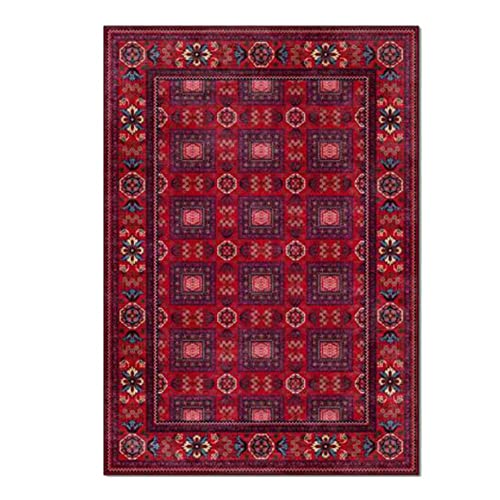 XIAOLIN Traditionelles Persisches Vintage Bereich Teppiche Non-Shuttering-Wohnzimmer-Schlafzimmer-Büro, Geometrie Ethnisch Bodenmatte, Rot/Multi (Color : 02, Size : 100x150CM) von XIAOLIN
