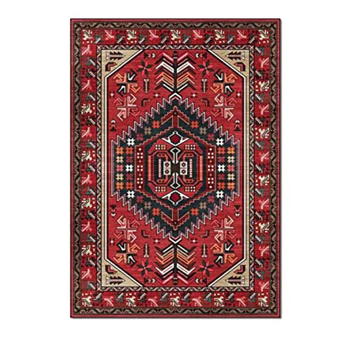 XIAOLIN Waschmaschinenfest Bereich Teppiche - Persische Sammlung - Traditionelle Geometrische Ethnische Bodenmatte - Flecken- Und Wasserabweisend, rutschfest - Rot (Color : 03, Size : 100x150CM) von XIAOLIN