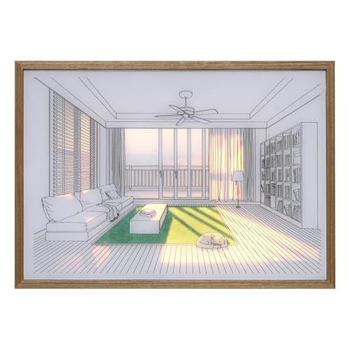 LED-Lichtmalerei, Fotorahmen Malerei Dekoration, Innendekoration, dreifarbiges Licht Multi-Szene Dekoration,Wandkunst LED Licht und Schatten (Hauptwohnzimmer, 31cm*22cm*4cm) von XIAOMAGG