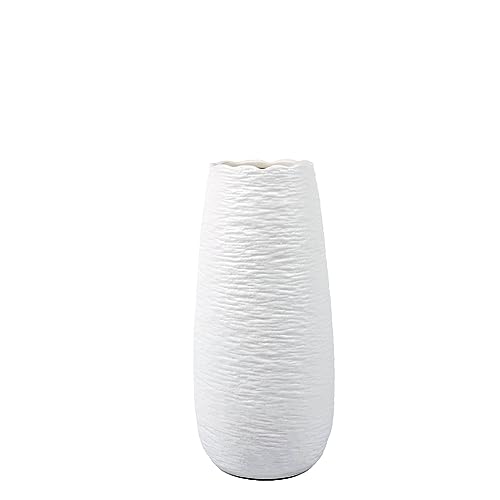 Vase schwarz matt, Pampasgras-Keramikvase, nordischer Ring, Moderne Dekorationsvase, Blumenvase, Dekoration für Wohnzimmer, Schlafzimmer, Heimdekoration (Faltig/Weiß) von XIAOMAGG