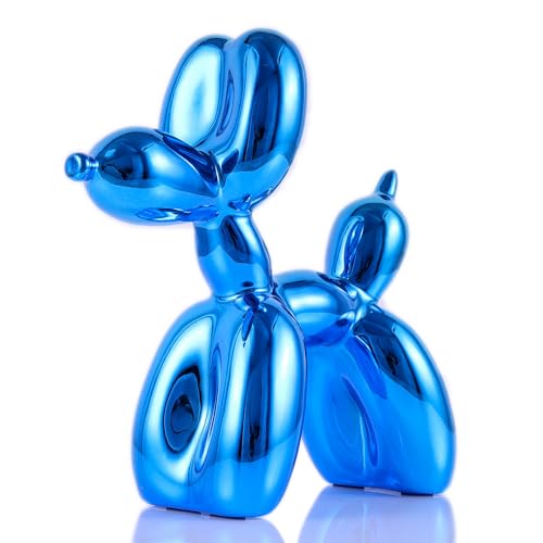 XIAOMAGG Blauer Ballon Hund, Tier & Moderne Skulptur, Preppy & Office Gold Decor, Kleine Figuren von XIAOMAGG