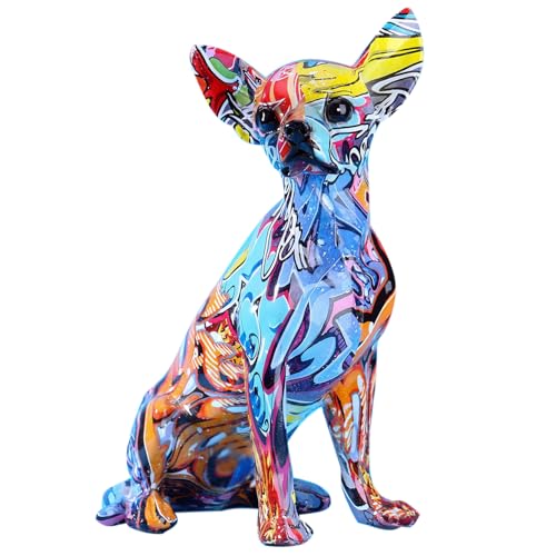 XIAOMAGG Einfache kreative Farbe Bulldogge Chihuahua Hund Statue Wohnzimmer Ornamente Home Eingang Weinschrank Büro Dekorationen Harz Handwerk (Stil A) von XIAOMAGG