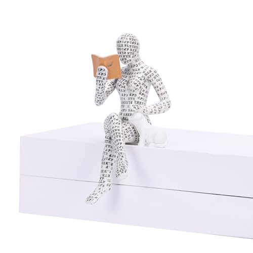 XIAOMAGG Figur Deko für Regal, Kleine Lesende Frauen Geformte Skulptur Personalisiertes Handbemalte Lesen Bösewicht Desktop Bücher Regal Handwerk Statue (Stil C) von XIAOMAGG