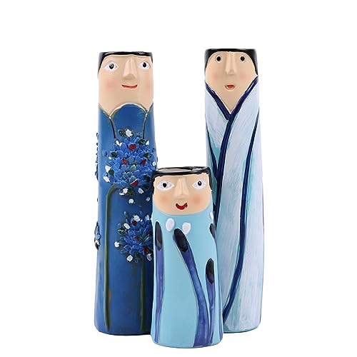 XIAOMAGG Set mit 3 lustigen Gesichtern, Boho-Vasen, handgefertigte Harz-Vasen mit niedlichen Gesichtern, Wohnzimmer-Schreibtisch-Büro-Dekoration (Stil A) von XIAOMAGG