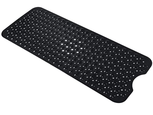 100 x 40 cm Badematte Rutschschutz, Badezimmer Badewanne Matten für Wanne, Maschinenwaschbare Duschmatte für Kinder und Ältere (schwarz) von XIAOMAOMAO