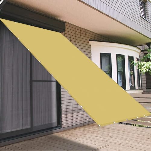 Sichtschutz mit Ösen 1.5 x 2.4 m 98% Uv-Schutz Reißfest Wetterfest Sonnensegel Rechteckig Quadratisch mit Ösen Segeltuch 4 × 1.5 M Seile für Terrasse Balkon, Sandgelb von XIAOMEI