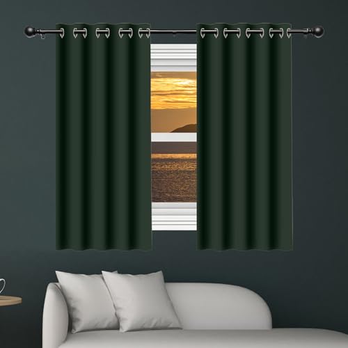 XIAOMEI Verdunklungsvorhänge 164 x 189 cm Thermo Vorhang Gegen Kälte Und Hitze Blickdicht Gardienen Schals Wohnzimmer/Ösenvorhang Vielen Farben Und Größen für Jedes Fenster, Dunkelgrün von XIAOMEI
