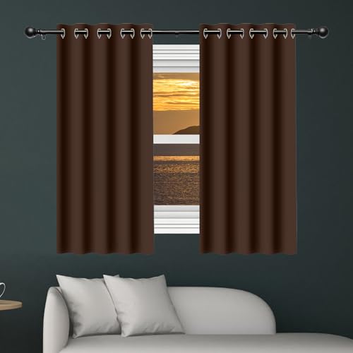XIAOMEI Verdunklungsvorhänge 172 x 184 cm Thermo Vorhang Gegen Kälte Und Hitze Blickdicht Gardienen Schals Wohnzimmer/Ösenvorhang Vielen Farben Und Größen für Jedes Fenster, braun von XIAOMEI
