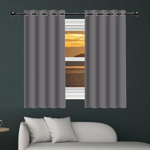 XIAOMEI Verdunklungsvorhänge 174 x 189 cm Thermo Vorhang Gegen Kälte Und Hitze Blickdicht Gardienen Schals Wohnzimmer/Ösenvorhang Vielen Farben Und Größen für Jedes Fenster, Hellgrau von XIAOMEI