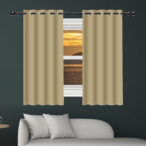 XIAOMEI Verdunklungsvorhänge 184 x 173 cm Thermo Vorhang Gegen Kälte Und Hitze Blickdicht Gardienen Schals Wohnzimmer/Ösenvorhang Vielen Farben Und Größen für Jedes Fenster, Creme Farben von XIAOMEI