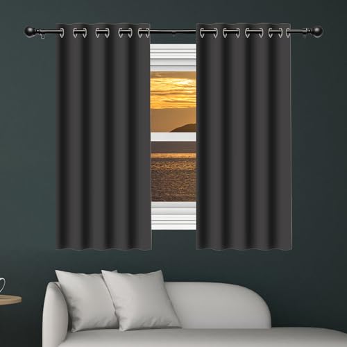 XIAOMEI Verdunklungsvorhänge 190 x 184 cm Thermo Vorhang Gegen Kälte Und Hitze Blickdicht Gardienen Schals Wohnzimmer/Ösenvorhang Vielen Farben Und Größen für Jedes Fenster, Dunkelgrau von XIAOMEI