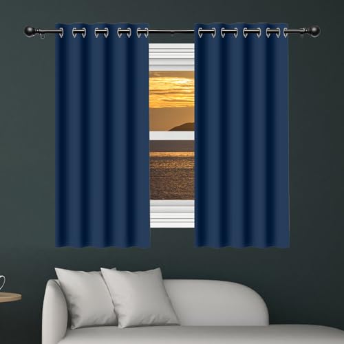 XIAOMEI Verdunklungsvorhänge 196 x 171 cm Thermo Vorhang Gegen Kälte Und Hitze Blickdicht Gardienen Schals Wohnzimmer/Ösenvorhang Vielen Farben Und Größen für Jedes Fenster, Dunkelblau von XIAOMEI