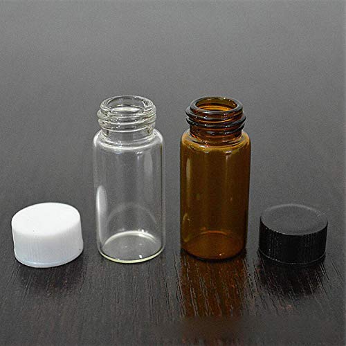 XIAONAN 10 Pack x 3ml Amber Bernstein Glasflaschen Reagenzflaschen Flaschchen Probe Wieder auffüllbar Braun Klein Leerflasche Behalter Flaschen mit Kunststoff Schwarz Schraubverschlüsse + Dichtungen von XIAONAN