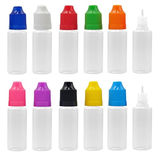 XIAONAN 50 Pack x 20ml LDPE Plastikware Leere Squeezable Dropper Flaschen mit Spitzen Abdeckung Bottles + Trichter von ShellyMall (Flaschen + Schwarz Abdeckung + Spitzen) von XIAONAN