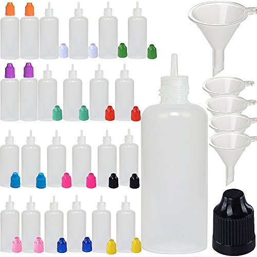 XIAONAN 10 Pack x 100ml LDPE Plastikware Leere Squeezable Dropper Flaschen mit Spitzen Abdeckung Bottles + Trichter von ShellyMall (Flaschen + Grün Abdeckung + Spitzen) von XIAONAN