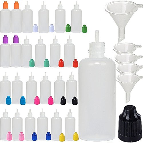 XIAONAN 10 Pack x 100ml LDPE Plastikware Leere Squeezable Dropper Flaschen mit Spitzen Abdeckung Bottles + Trichter von ShellyMall (Flaschen + Schwarz Abdeckung + Spitzen) von XIAONAN