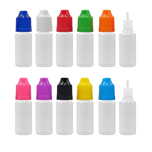 XIAONAN 50 Pack x 10ml LDPE Plastikware Leere Squeezable Dropper Flaschen mit Spitzen Abdeckung Bottles + Trichter von ShellyMall (Flaschen + Grün Abdeckung + Spitzen) von XIAONAN
