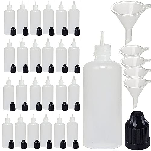 XIAONAN 50 Pack x 120ml LDPE Plastikware Leere Squeezable Dropper Flaschen mit Spitzen Abdeckung Bottles + Trichter von ShellyMall (Flaschen + Schwarz Abdeckung + Spitzen) von XIAONAN